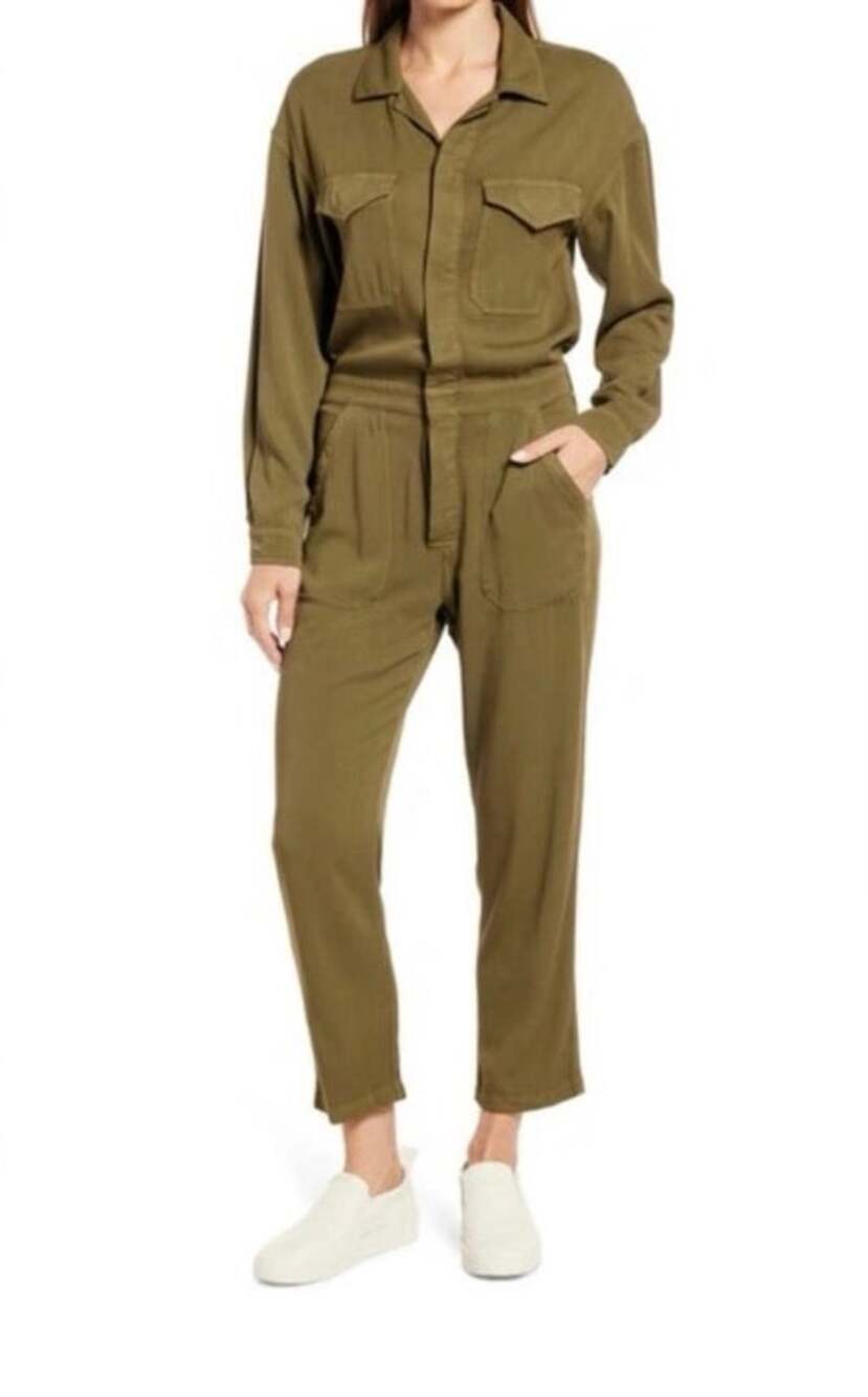 Sundays Anthropologie jumpsuit women’s size M olive green slouchy utility